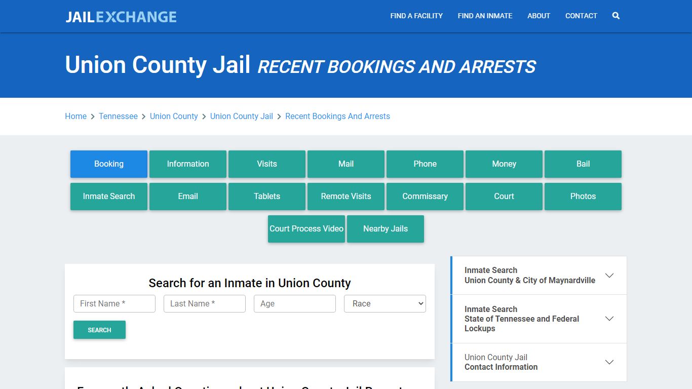 Union County Jail TN Recent Arrests and Bookings - Jail Exchange