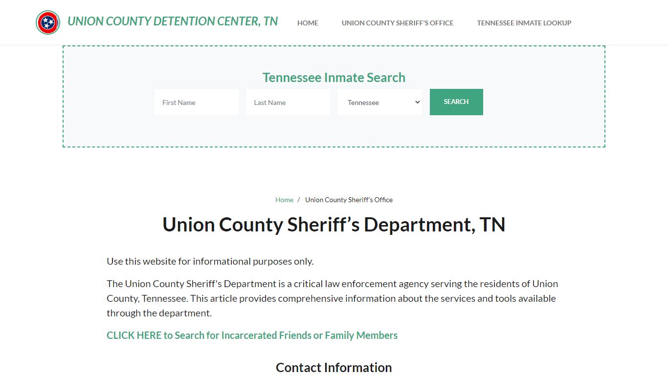 Union County Sheriff Department, TN Arrests, Warrant Lookup